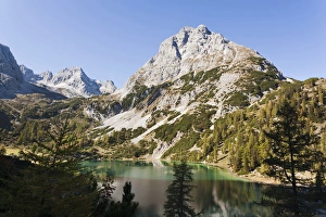 Mountain lake Seeben (Seebensee) in the Mieminger mountains with the Wetterstein Mountain lake Seeben (Seebensee) in the Mieminger mountains with the Wetterstein