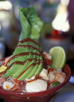 NA, Mexico, Puerto Vallarta, Punta Mita. Close up of avocado and ceviche appetizer NA, Mexico, Puerto Vallarta, Punta Mita. Close up of avocado and ceviche appetizer