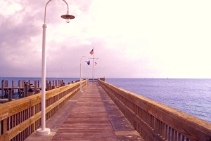 NA, USA, Florida, Florida Keys, Long Pier with Ocean NA, USA, Florida, Florida Keys, Long Pier with Ocean