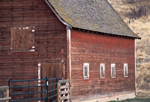 NA, USA, NE Oregon, Wallowa County, east side of red barn NA, USA, NE Oregon, Wallowa County, east side of red barn