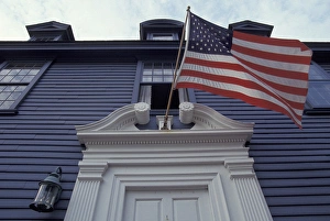 NA, USA, Rhode Island, Newport Flag detail along Thames Street NA, USA, Rhode Island, Newport Flag detail along Thames Street