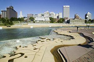 NA, USA, Tennessee, Memphis, Mud Island Park, Fountains and River Map NA, USA, Tennessee, Memphis, Mud Island Park, Fountains and River Map