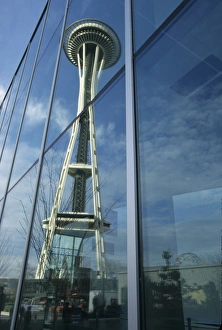 NA, USA, WA, Seattle. Space Needle reflection NA, USA, WA, Seattle. Space Needle reflection