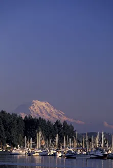 NA, USA, Washington Marina with Mt. Rainier in background NA, USA, Washington Marina with Mt. Rainier in background