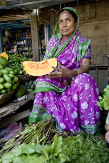 Naharlagun Market, Itanagar, Arunachal Pradesh, northeast India, woman in a purple Naharlagun Market, Itanagar, Arunachal Pradesh, northeast India, woman in a purple