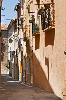 Narrow village street. Bouzigues Languedoc. France. Europe Narrow village street. Bouzigues Languedoc. France. Europe