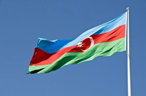National Flag blowing in wind, Baku, Azerbaijan National Flag blowing in wind, Baku, Azerbaijan
