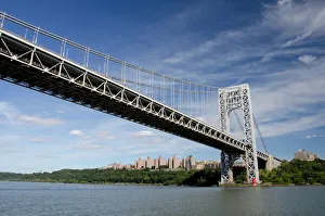 New York, New York, Hudson River. George Washington Bridge and Little Red Lighthouse New York, New York, Hudson River. George Washington Bridge and Little Red Lighthouse