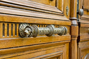 New York, Troy. Historic wooden doors of the Vail House part of Russell Sage College New York, Troy. Historic wooden doors of the Vail House part of Russell Sage College