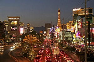 Night lighting night traffic on The Strip Las Vegas Nevada Night lighting night traffic on The Strip Las Vegas Nevada