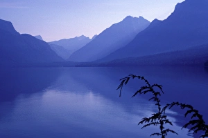 Night sets in as fog envelopes Lake McDonald, in Montanas Glacier National Park Night sets in as fog envelopes Lake McDonald, in Montanas Glacier National Park