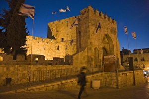 Night view of Gaffe Gate in the old town, Jerusalem, Israel Night view of Gaffe Gate in the old town, Jerusalem, Israel