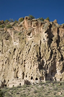NM, New Mexico, Bandelier National Monument, in Frijoles Canyon NM, New Mexico, Bandelier National Monument, in Frijoles Canyon