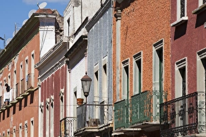 North America, Mexico, Guanajuato State, Guanajuato, colorful building facade with North America, Mexico, Guanajuato State, Guanajuato, colorful building facade with