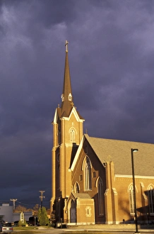 North America, USA, WA, Walla Walla St. Patrick Church at sunset NR North America, USA, WA, Walla Walla St. Patrick Church at sunset NR