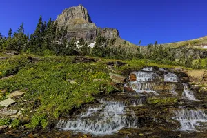 Oberlin Creek with Mount Clements at Logan Pass in Glacier National Park, Montana, USA Oberlin Creek with Mount Clements at Logan Pass in Glacier National Park, Montana, USA