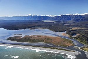 Okarito Lagoon, West Coast, South Island, New Zealand - aerial Okarito Lagoon, West Coast, South Island, New Zealand - aerial