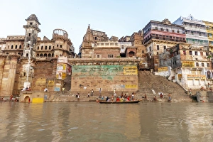Old buildings by the Ganges river, Varanasi, India Old buildings by the Ganges river, Varanasi, India