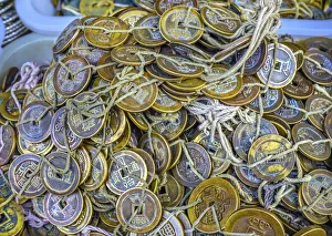 Old Chinese Copper Qing Dynasty Money Coins, Panjuan Flea Market, Beijing, China Old Chinese Copper Qing Dynasty Money Coins, Panjuan Flea Market, Beijing, China