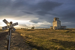 Old granary in late evening light near Choteau, Montana, USA Old granary in late evening light near Choteau, Montana, USA