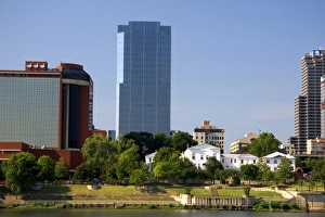 Old Statehouse and modern office buildings along the Arkansas River at Little Rock, Arkansas Old Statehouse and modern office buildings along the Arkansas River at Little Rock, Arkansas