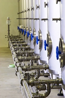 In the olive factory, tanks for storing olive oil. Moulin Mas des Barres olive mill In the olive factory, tanks for storing olive oil. Moulin Mas des Barres olive mill