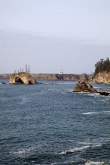 OR, Oregon Coast, Cape Arago lighthouse, on an islet off Gregory Point OR, Oregon Coast, Cape Arago lighthouse, on an islet off Gregory Point