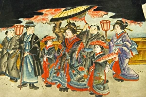 Painting on wood block depicting life in the old day, Shirahama, Minamiboso, Chiba Prefecture Painting on wood block depicting life in the old day, Shirahama, Minamiboso, Chiba Prefecture