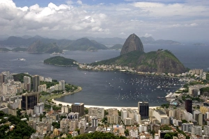 A panoramic view of Rio de Janeiro and Sugarloaf Peak, Brazil A panoramic view of Rio de Janeiro and Sugarloaf Peak, Brazil