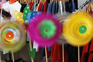 Pinwheels rotating in breeze, southern France Pinwheels rotating in breeze, southern France
