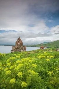 Central Asia Landmarks Prints: Armenia, Sevan. Sevanavank Monastery, church exterior
