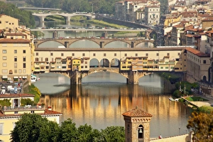 Ponte Vecchio Covered Bridge Arno River Reflection Florence Italy Bridge is the oldest Ponte Vecchio Covered Bridge Arno River Reflection Florence Italy Bridge is the oldest