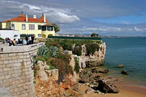 Portugal, Cascais. Praia da Rainha, a beach in Cascais on the Estoril coast Portugal, Cascais. Praia da Rainha, a beach in Cascais on the Estoril coast
