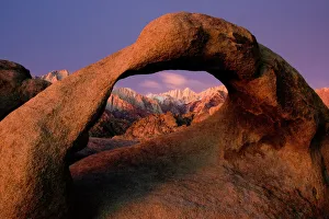 Pre-Dawn View of Mount Whitney through the Alabama Hills Mobius Arch Pre-Dawn View of Mount Whitney through the Alabama Hills Mobius Arch