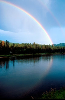 Rainbow over the north fork of the PayetteRiver in Idaho. rain, rainbow, weather Rainbow over the north fork of the PayetteRiver in Idaho. rain, rainbow, weather
