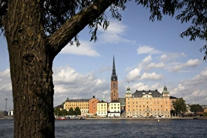 Riddarholmen Island with the black spire of Riddarholmskyrkan (Riddarholmen Church) in the middle Riddarholmen Island with the black spire of Riddarholmskyrkan (Riddarholmen Church) in the middle