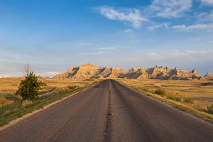 Road through the Badlands National Park, South Dakota, USA Road through the Badlands National Park, South Dakota, USA
