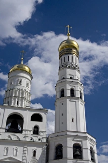Russia, Moscow, The Kremlin. The Assumption Belfry, 16th century & the Ivan the Great Bell Tower Russia, Moscow, The Kremlin. The Assumption Belfry, 16th century & the Ivan the Great Bell Tower