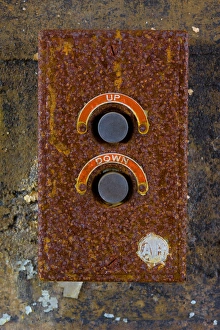 The rusted elevator control in the abandoned Roosevelt Sweater Mill The rusted elevator control in the abandoned Roosevelt Sweater Mill