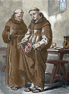Saint Peter de Regalado (13901456). Friar Minor and reformer. Colored engraving Saint Peter de Regalado (13901456). Friar Minor and reformer. Colored engraving
