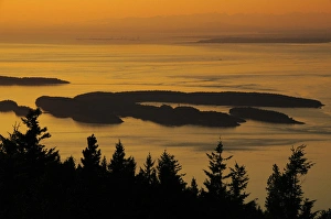 San Juan Islands from Mount Constitution at Sunset, Orcas Island, Washington, USA San Juan Islands from Mount Constitution at Sunset, Orcas Island, Washington, USA