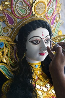 Sarasvati (Female Hindu God) idol being painted, Kolkata, West Bengal, India Sarasvati (Female Hindu God) idol being painted, Kolkata, West Bengal, India