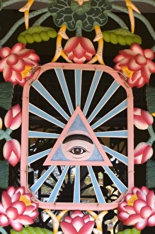 Sculpture depicting the Divine Eye inside the Tay Ninh Holy See in Tay Ninh, Vietnam Sculpture depicting the Divine Eye inside the Tay Ninh Holy See in Tay Ninh, Vietnam