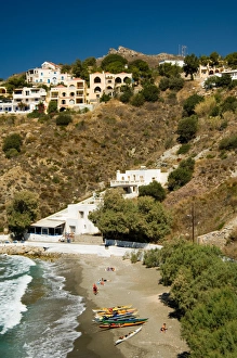 Sea kayaks on the beach in Linaria. Kalymnos island, Dodecanese Islands, Greece Sea kayaks on the beach in Linaria. Kalymnos island, Dodecanese Islands, Greece