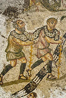 The servants, Mosaic, New House Of Hunt, Bulla Regia Archaeological Site, Tunisia The servants, Mosaic, New House Of Hunt, Bulla Regia Archaeological Site, Tunisia