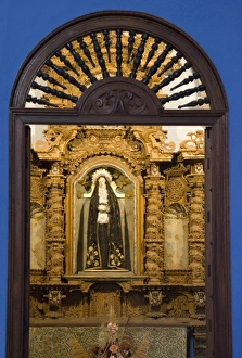 Shrine in Church of San Francisco and monastery, famous for its catacombs and library Shrine in Church of San Francisco and monastery, famous for its catacombs and library