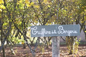 Sign at the entrance Truffiere de la Bergerie (Truffiere) truffles farm Ste Foy de Sign at the entrance Truffiere de la Bergerie (Truffiere) truffles farm Ste Foy de