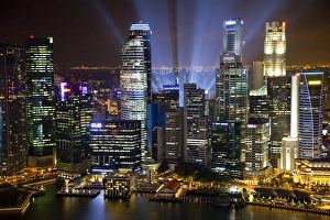 Singapore. Downtown overview at night. Credit as: Jim Zuckerman / Jaynes Gallery / DanitaDelimont Singapore. Downtown overview at night. Credit as: Jim Zuckerman / Jaynes Gallery / DanitaDelimont