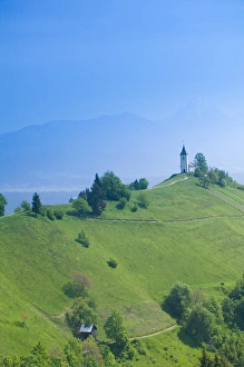 SLOVENIA-GORENJSKA-Jamnik: Church of St. Prim & Kamnik-Savinja Alps / Morning SLOVENIA-GORENJSKA-Jamnik: Church of St. Prim & Kamnik-Savinja Alps / Morning