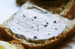 A small piece of bread with truffles butter Truffiere de la Bergerie (Truffiere) A small piece of bread with truffles butter Truffiere de la Bergerie (Truffiere)